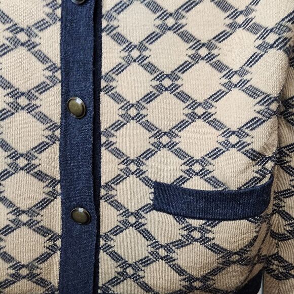 Pendleton Button Cardigan Sweater Soft Merino Wool Brown Black Button Medium - Picture 5 of 11